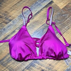 Victoria's Secret Fuchsia Satin Bikini Top XL SWIM top Nwt